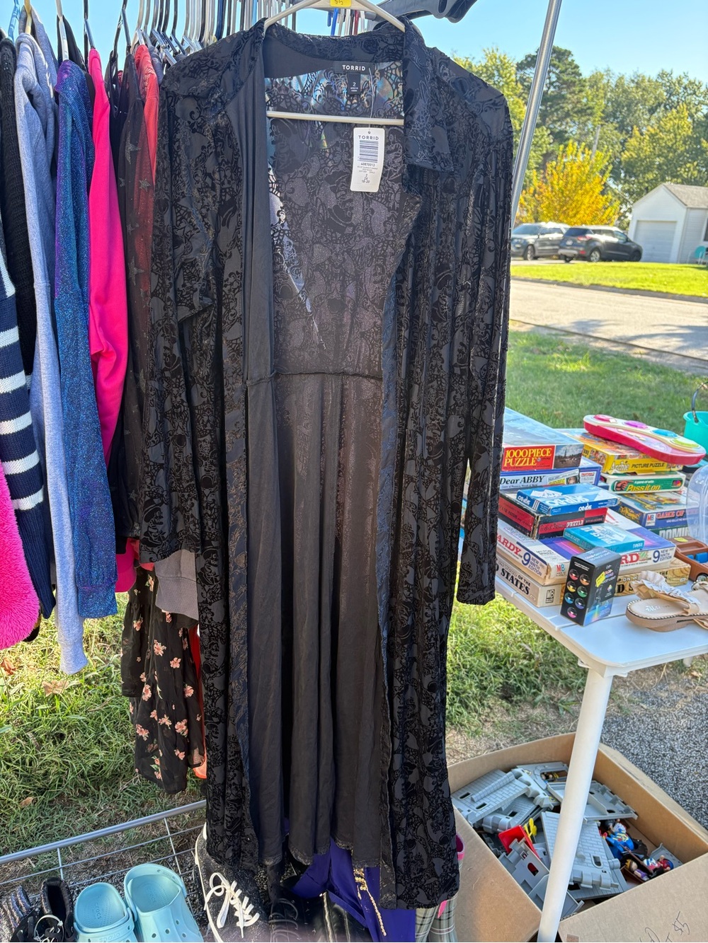 torrid Black Sheer Velvet Burnout Longline Duster Robe